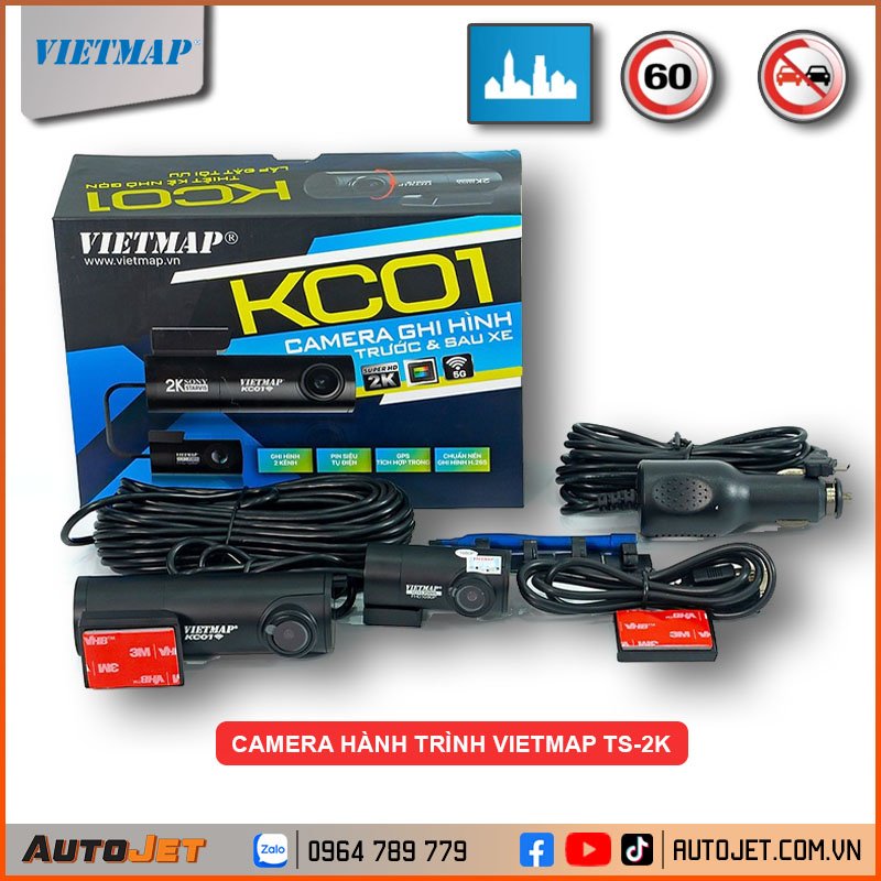 KC01 VIETMAP - CAMERA HÀNH KC01 GHI HÌNH TRƯỚC + SAU
